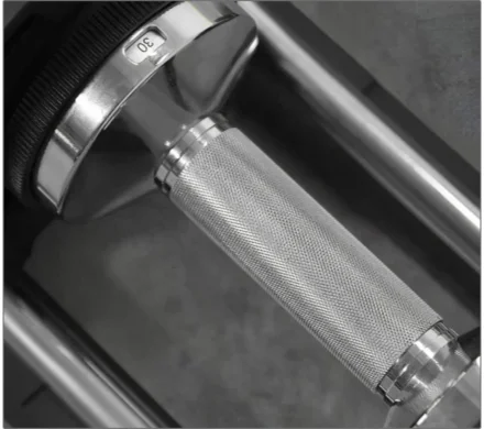 Adjustable dumbbell ergonomic handle with textured metal grip
