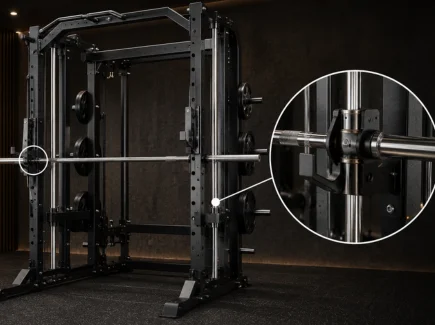 Basic Smith machine with guided bar system and safety catches in home gym
