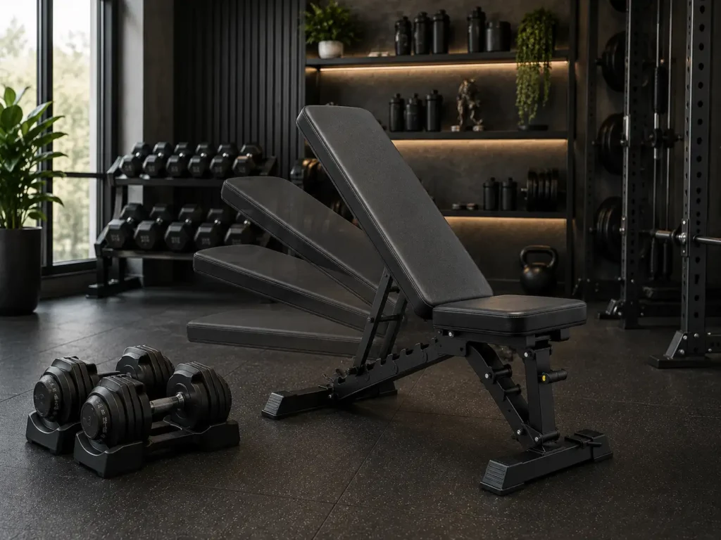 Adjustable weight bench for a first home gym setup