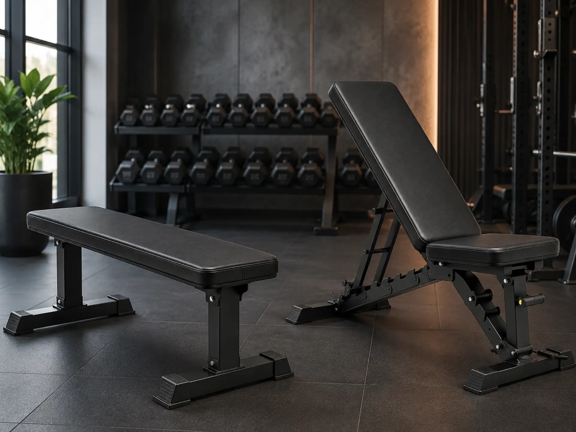 Flat and adjustable weight benches for home gym